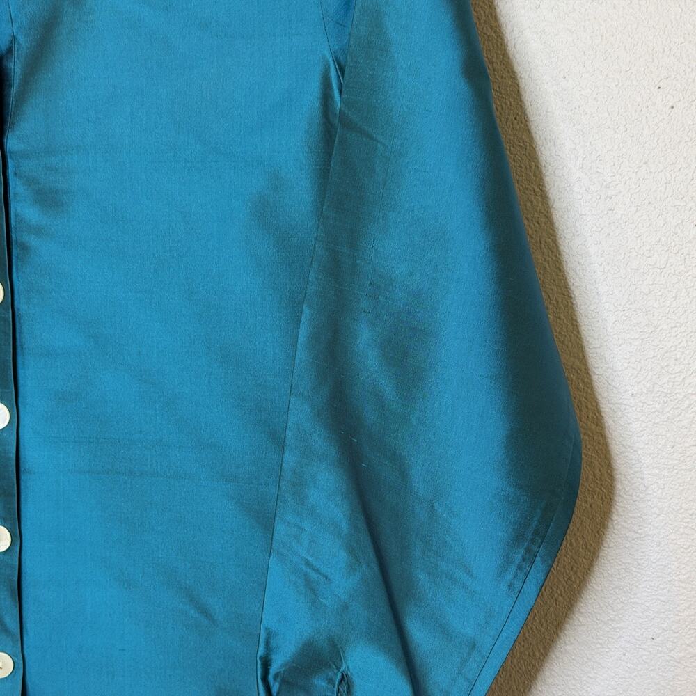 Coldwater Creek Button Front Top Womens Sz Medium Green 100% Silk Long‎ Sleeve - Picture 3 of 8